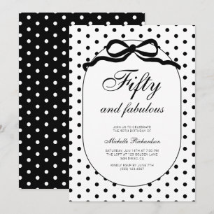 Invitación Lazo de lunares cincuenta y fabuloso cumpleaños 50