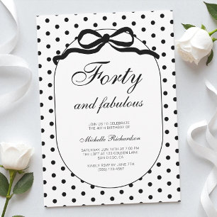 Invitación Lazo de lunares cuarenta y fabuloso cumpleaños 40