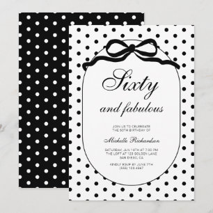 Invitación Lazo de lunares Sesenta y fabuloso cumpleaños 60