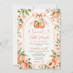 Invitación Lazo De Melocotón Dulce Cumpleaños Shower Floral