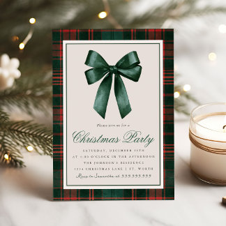 Invitación Lazo de Navidad elegante Fiesta de Navidad a cuadr
