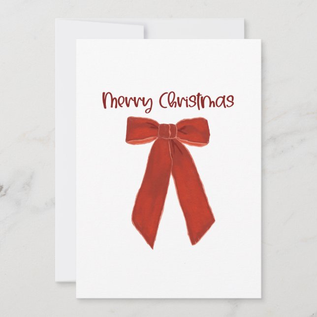 Invitación Lazo de Navidad Rojo con Texto Feliz Navidad (Anverso)