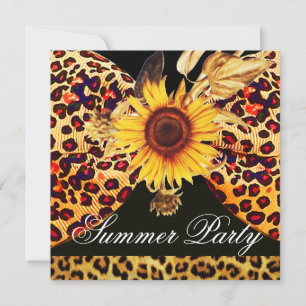 INVITACIÓN LAZO DE PELAJE DE GIRASOL Y LEOPARDO PARA FIESTA D