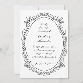 Invitación Lazo de pluma y tinta y Boda de perlas