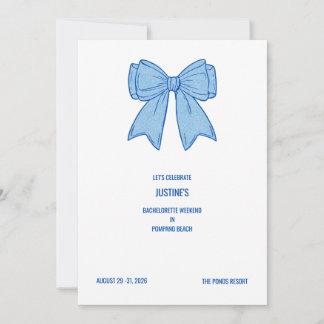 Invitación Lazo de purpurina azul y navy