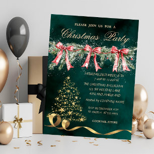 Invitación Lazo de rama de árbol de Navidad, fiesta de Navida