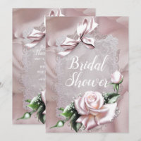 Lazo de Satén Rosa Rubor y Rosa Bridal Shower Romá