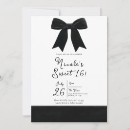 Invitación Lazo de terciopelo negro elegante y sofisticado Fo