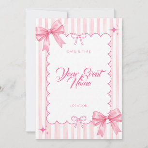 Invitación Lazo de vieira rosa destello raya
