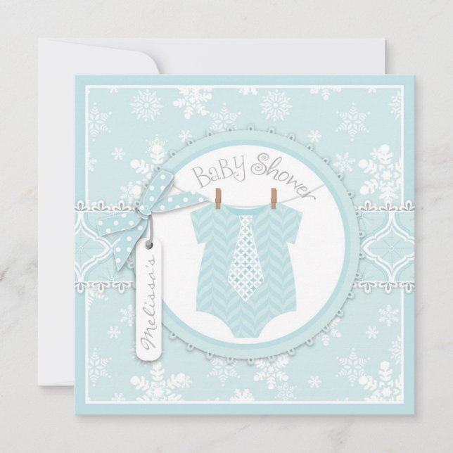 Invitación Lazo del invierno y muchacho Baby Shower de la (Anverso)
