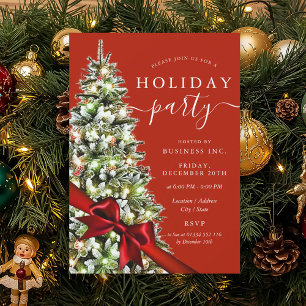Invitación Lazo elegante de árbol de Navidad corporativo navi