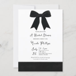 Invitación Lazo Elegante de Terciopelo Negro Regalo de Ducha
