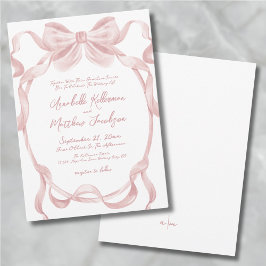 Invitación Lazo Elegante Rosa Claro Caprichoso Boda