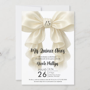 Invitación Lazo en cascada de volante de crema Elegante fiest