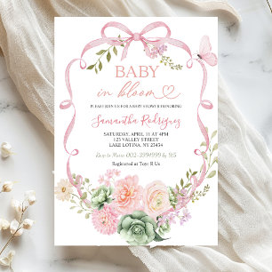 Invitación Lazo floral de salvia rosa Coquette Baby en flor