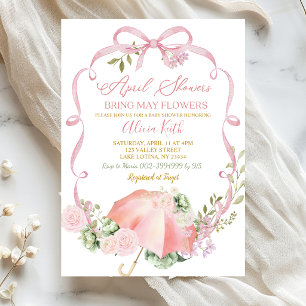 Invitación Lazo floral de salvia rosa Coquette Lluvia de abri