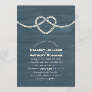 Invitación Lazo moderno la boda náutica de la playa única del