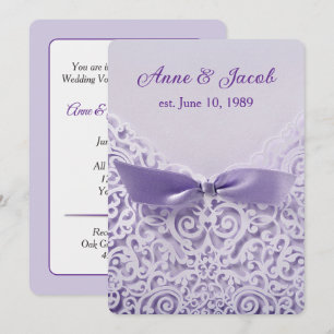 Invitación Lazo Morado en Encaje Renovación de Votos de Boda