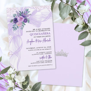 Invitación Lazo Morado Quinceañera