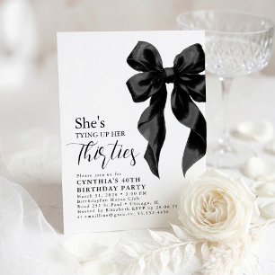 Invitación Lazo Negro Atando Sus Treinta Cumpleaños 40