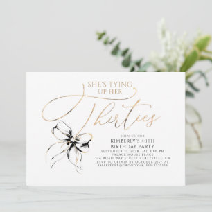 Invitación Lazo Negro Atando sus Treinta en su Cumpleaños 40