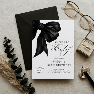 Invitación Lazo Negro Cumpleaños 30