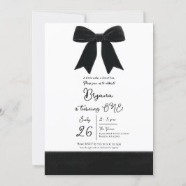 Invitación Lazo negro de terciopelo elegante sofisticado 1er