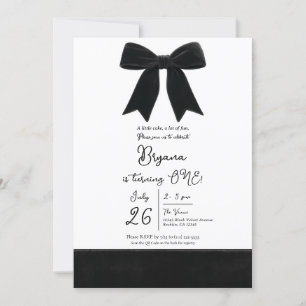 Invitación Lazo negro de terciopelo elegante sofisticado 1er 