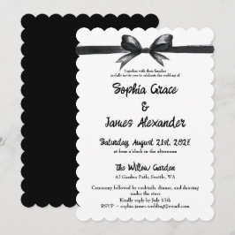 Invitación Lazo negro y blanco | Boda elegante | Monocromo