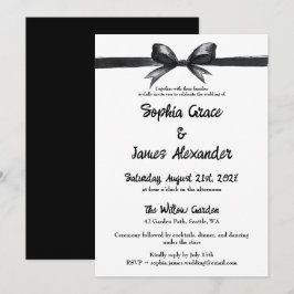 Invitación Lazo negro y blanco | Boda elegante | Monocromo