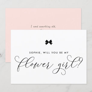 Invitación Lazo parisino negro ¿Quieres ser mi dama de flores