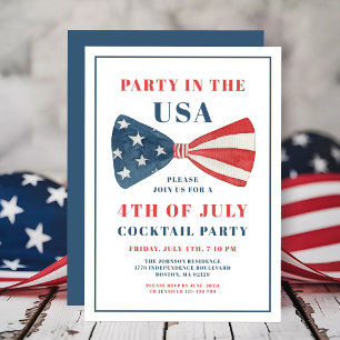 Invitación Lazo Patriótico Fiesta Cóctel 4 De Julio