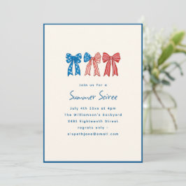 Invitación Lazo Rojo Blanco Azul Cuatro de Julio Soireé de Ve