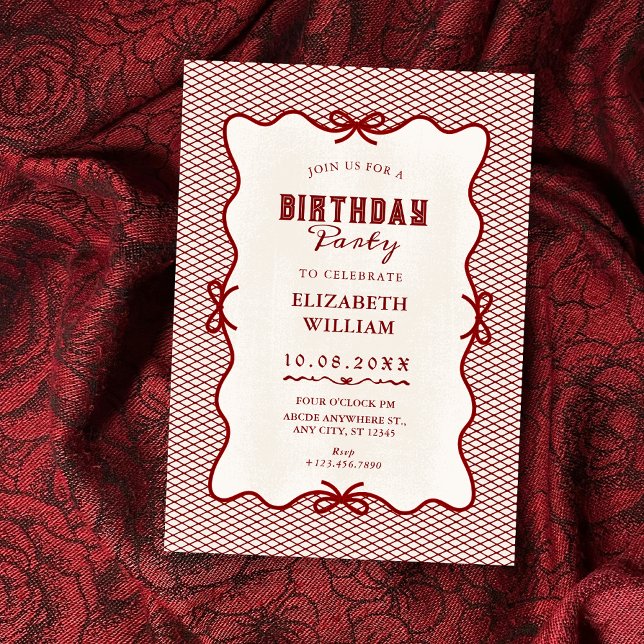 Invitación Lazo rojo vintage (Subido por el creador)