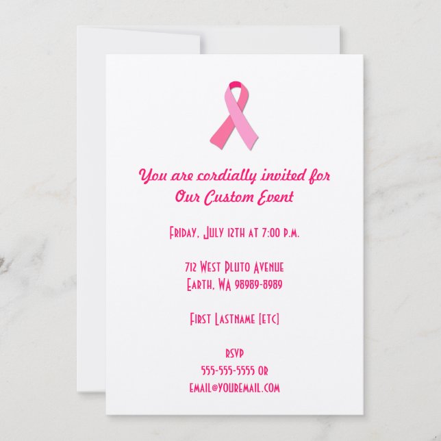 Invitación Lazo rosa (Anverso)