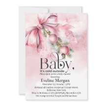 Lazo rosa acuarela con adornos para baby shower