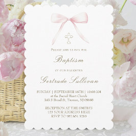 Invitación lazo rosa | Bautizo niña