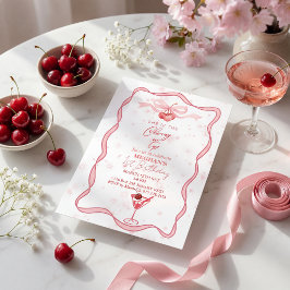 Invitación Lazo rosa coquette cereza en la parte superior cum