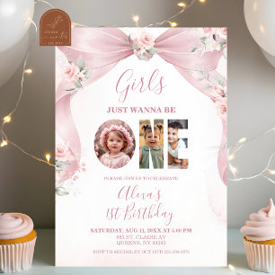 Invitación Lazo Rosa Coquette Las chicas solo quieren ser UNO