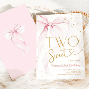 Invitación Lazo Rosa Cumpleaños 2 Dos Dulces Coquetas