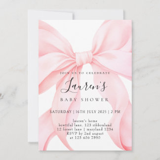 Invitación Lazo Rosa de Niña Personalizado 