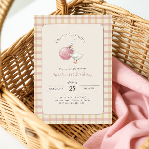 Invitación Lazo Rosa Divertido Un Ganso Pequeño Fiesta de Cum