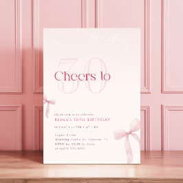 Invitación Lazo Rosa Feliz Cumpleaños Treinta 30 Aniversario