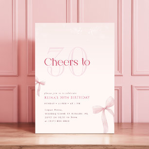 Invitación Lazo Rosa Feliz Cumpleaños Treinta 30 Aniversario