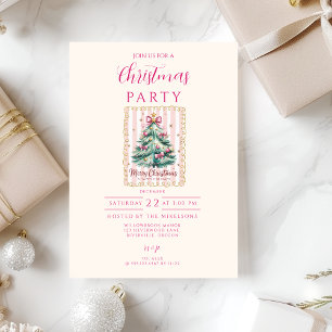 Invitación Lazo Rosa Feliz Navidad