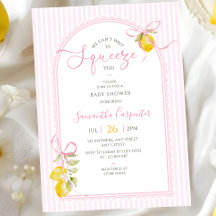 Lazo rosa limón coqueta rayas baby shower niña
