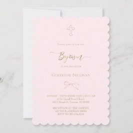 Invitación lazo rosa pequeño | Bautizo