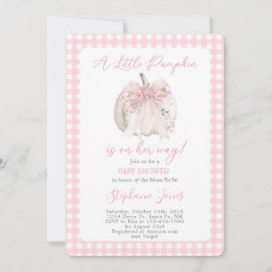 Invitación Lazo Rosa Un Pequeño Calabacín Baño de Bebé niña