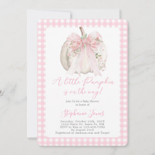 Invitación Lazo Rosa Un Pequeño Calabacín Fiesta de Bebé niña