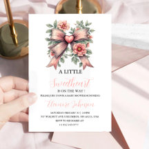 Lazo Rosa y Dulce Corazoncito Floral Baby Shower